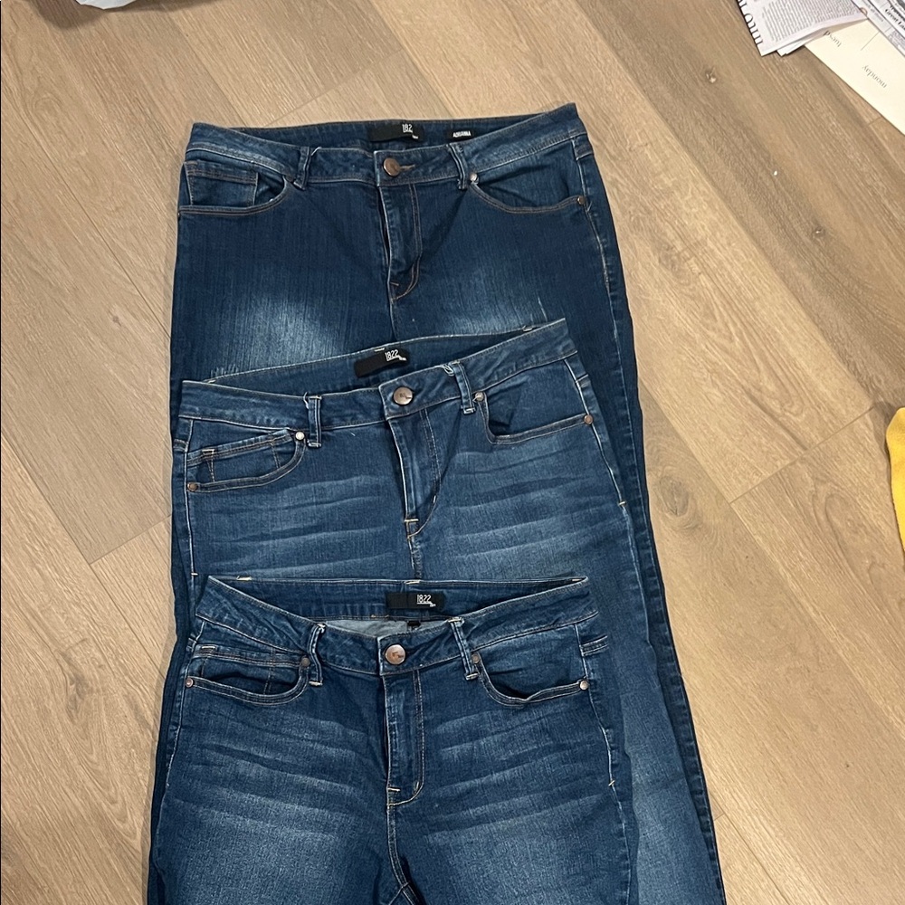 1822 Denim Women's Dark and Medium Blue Skinny Jeans (3 Pair included)